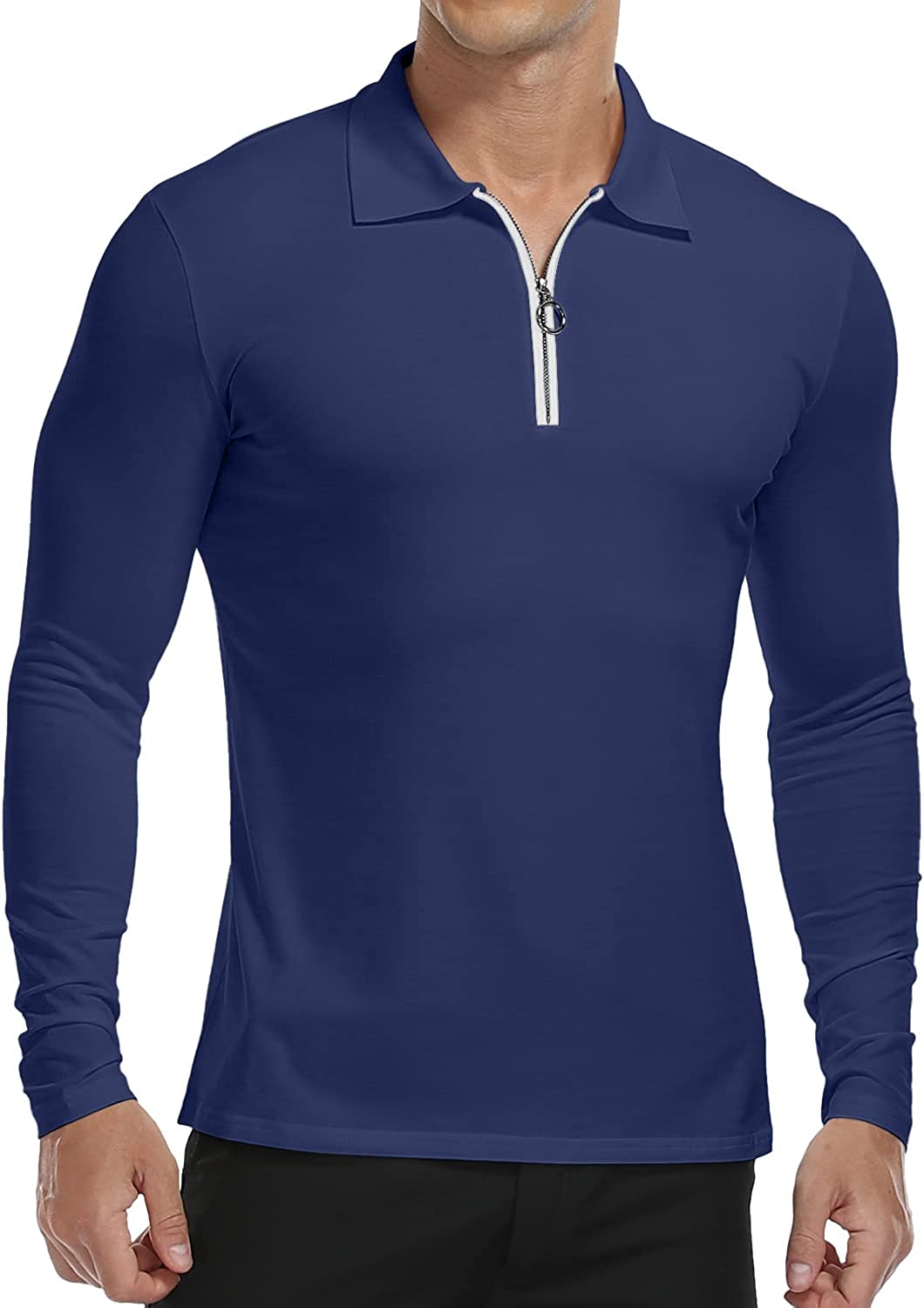 YTD Men's Short/Long Sleeve Polo Shirts Quarter-Zip Casual Slim Fit Lapel Neck Basic Designed Cotton Shirts - Image 2